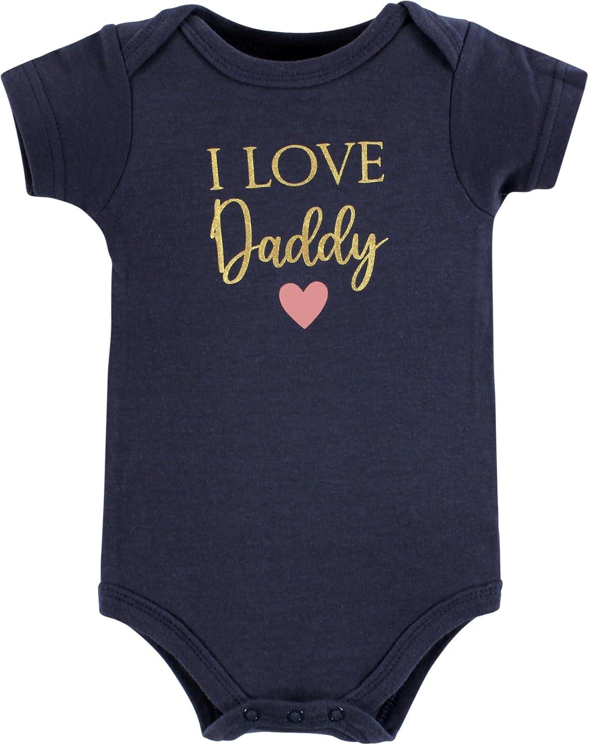 imageHudson Baby babygirls Cotton Bodysuits 5packGirl Daddy Pink Navy