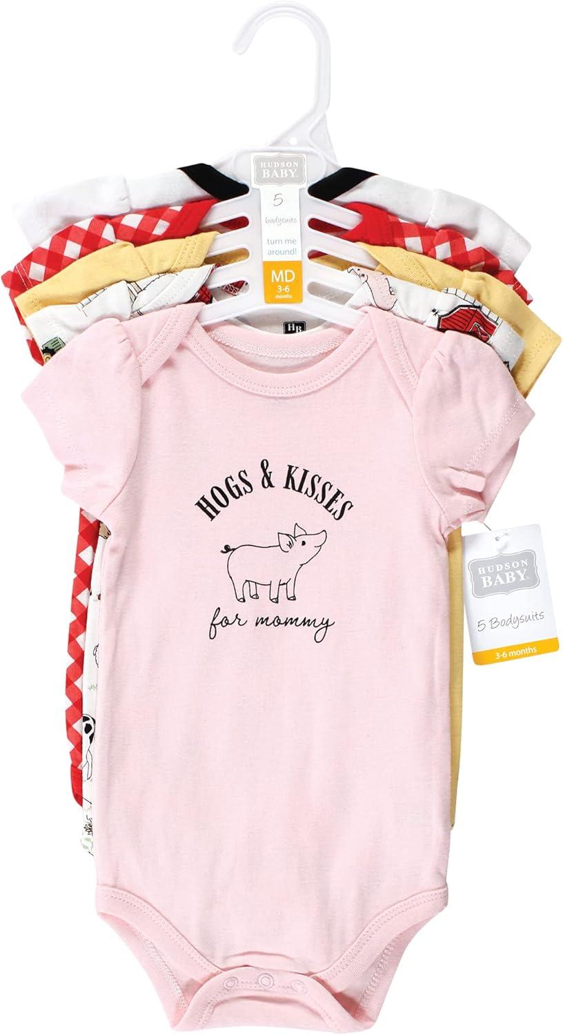 imageHudson Baby babygirls Cotton Bodysuits 5packGirl Farm