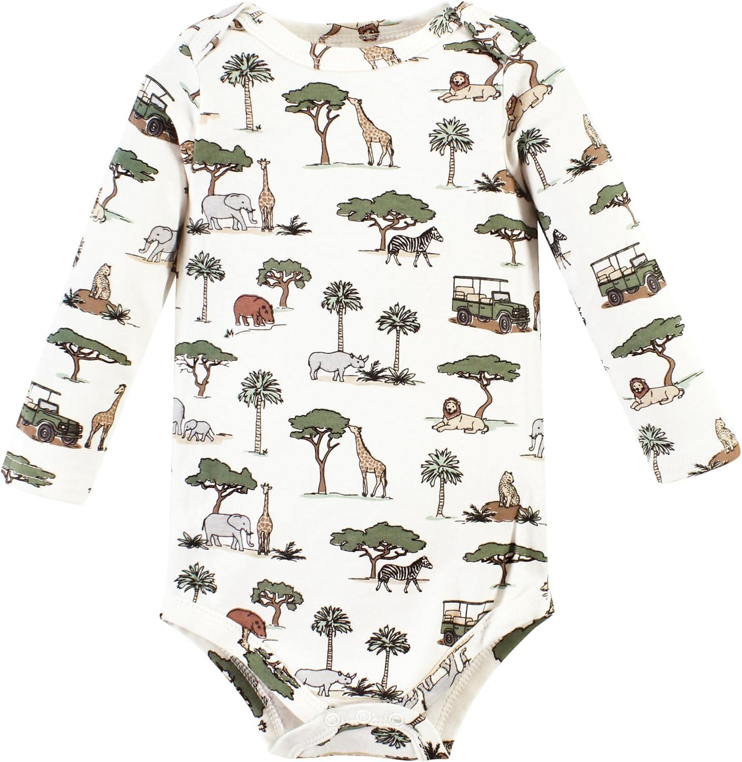 imageHudson Baby unisexbaby Cotton Longsleeve Bodysuits 5packGoing on Safari