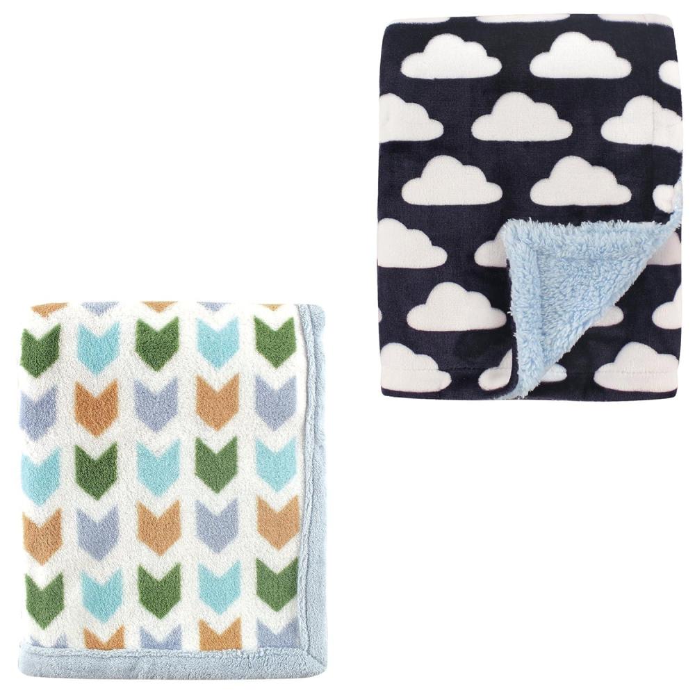 image2Pk Plush Blanket Blue MoosePowder Blue One SizeBlue ArrowClouds