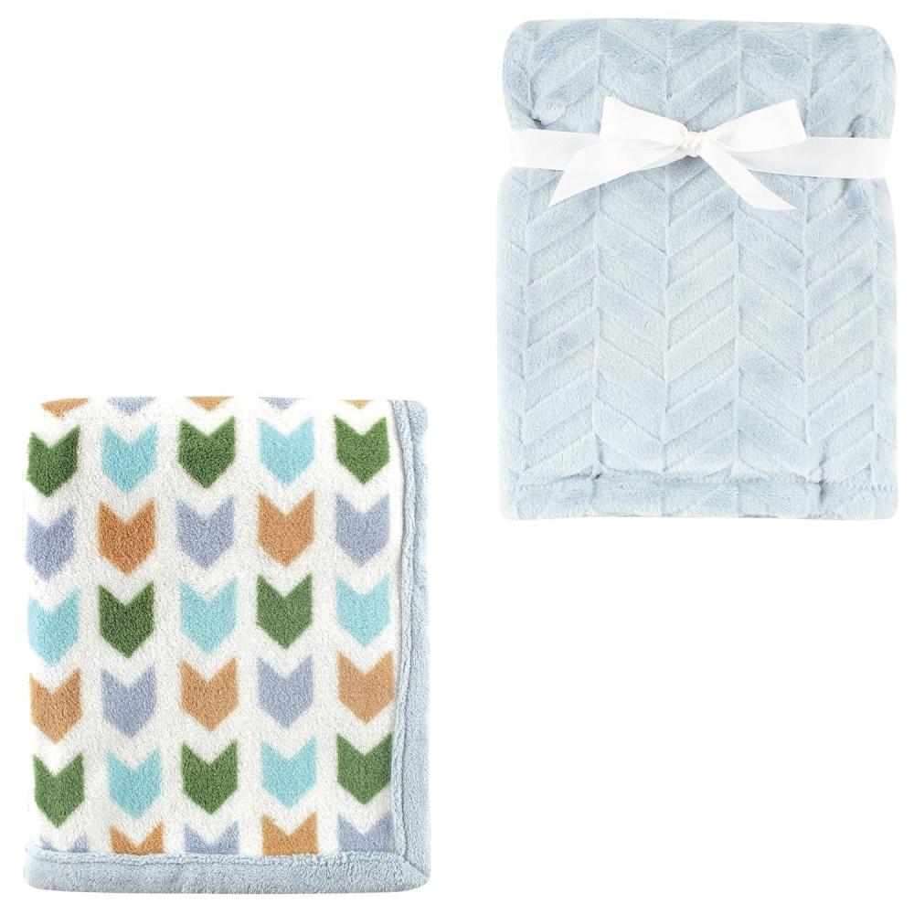 image2Pk Plush Blanket Blue MoosePowder Blue One SizeBlue ArrowHerringbone