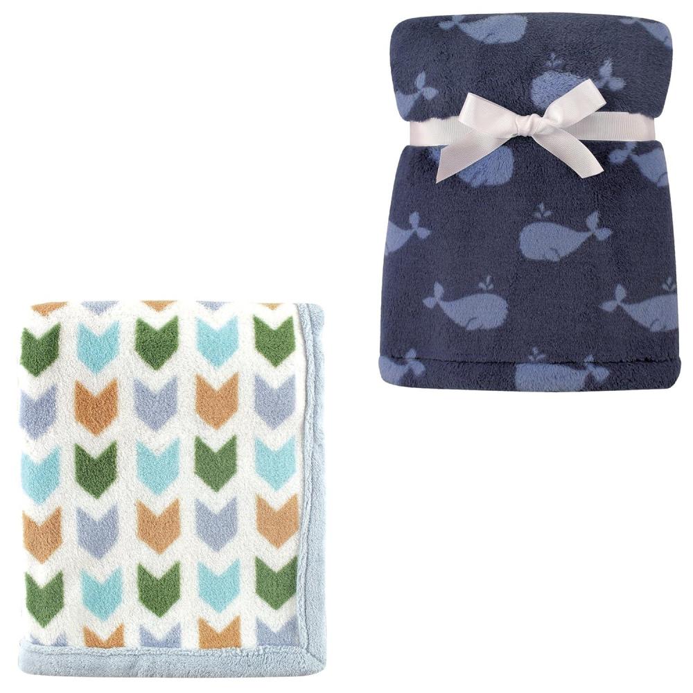 image2Pk Plush Blanket Blue MoosePowder Blue One SizeBlue ArrowWhale