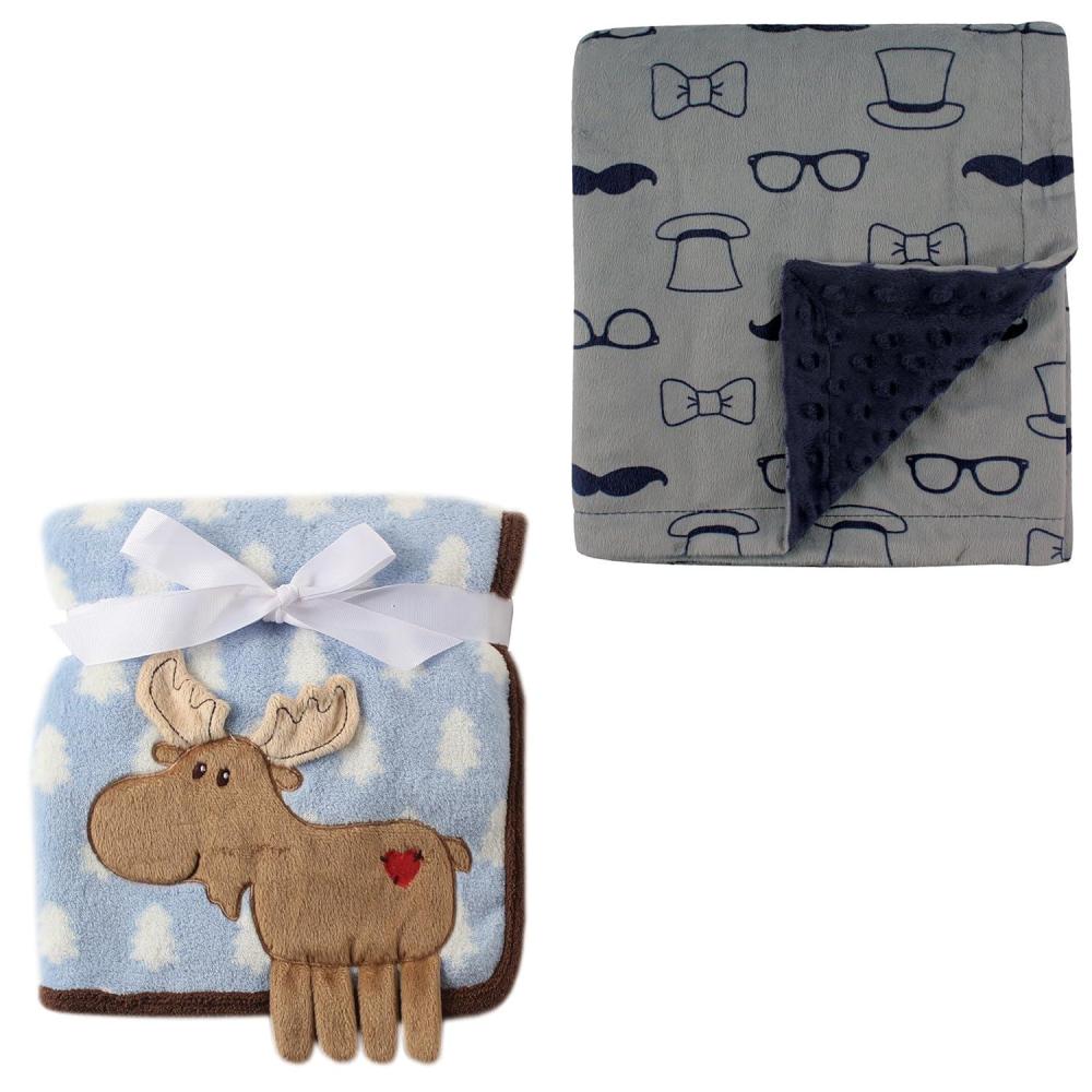 image2Pk Plush Blanket Blue MoosePowder Blue One SizeBlue MooseGentleman