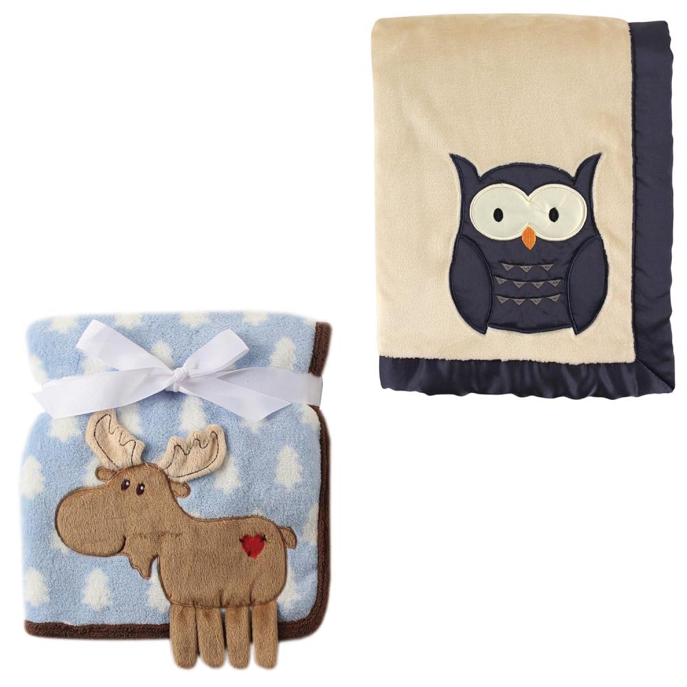 image2Pk Plush Blanket Blue MoosePowder Blue One SizeBlue MooseOwl