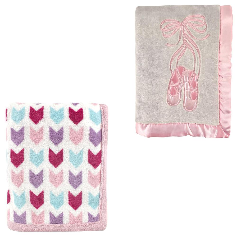 image2Pk Plush Blanket Blue MoosePowder Blue One SizePink ArrowsBallet