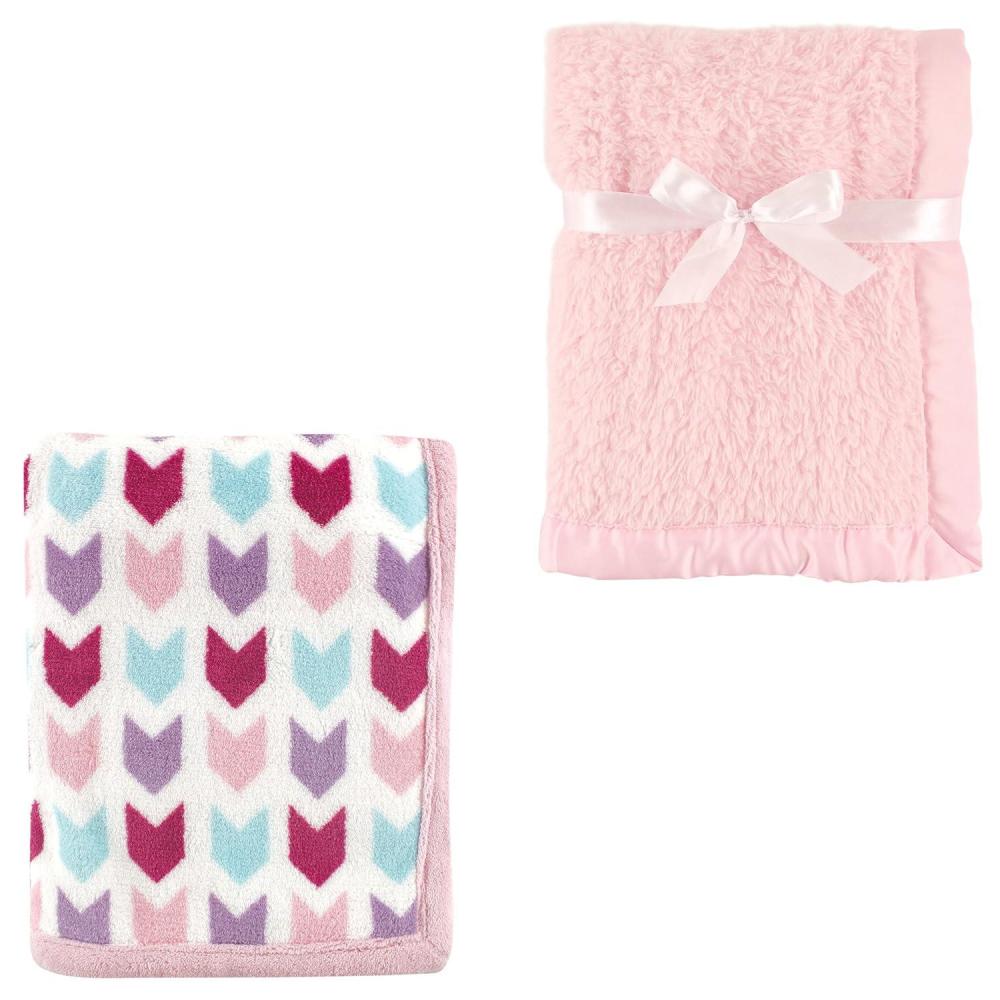 image2Pk Plush Blanket Blue MoosePowder Blue One SizePink ArrowsPink