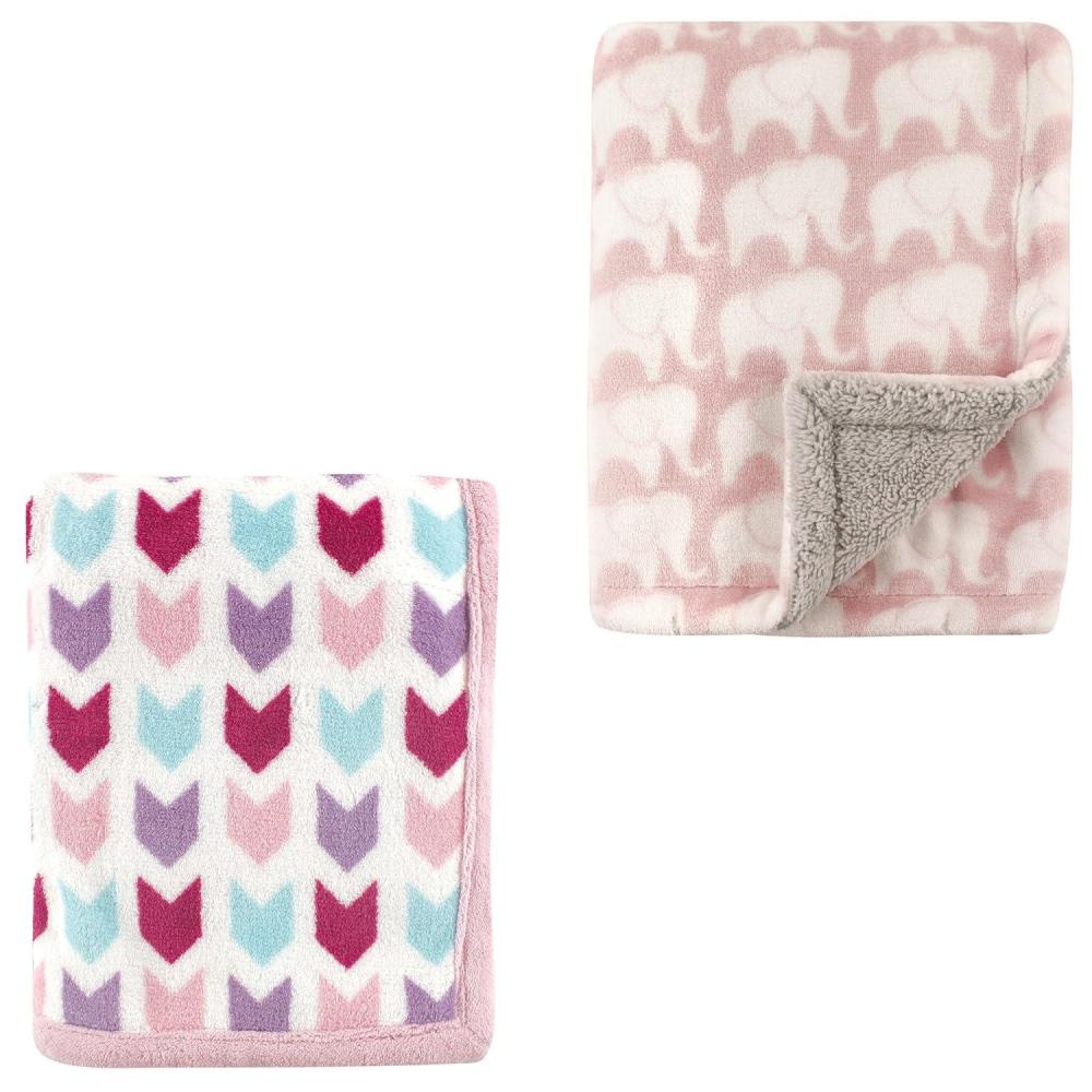 image2Pk Plush Blanket Blue MoosePowder Blue One SizePink ArrowsPink Elephant