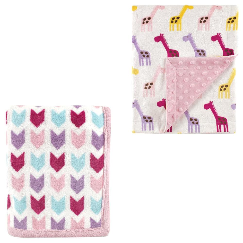 image2Pk Plush Blanket Blue MoosePowder Blue One SizePink ArrowsPink Giraffe
