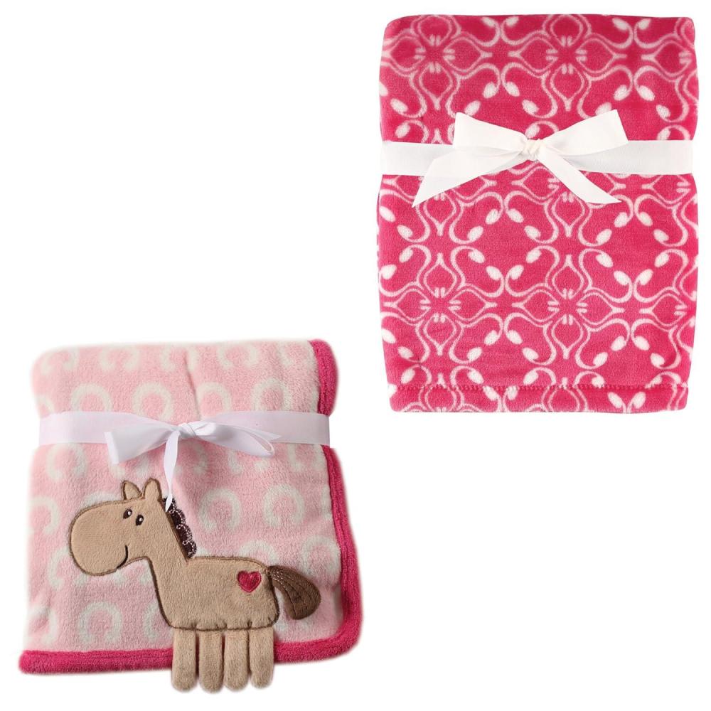 image2Pk Plush Blanket Blue MoosePowder Blue One SizePink PonyBlossom