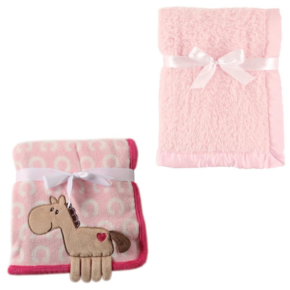 image2Pk Plush Blanket Blue MoosePowder Blue One SizePink PonyPink