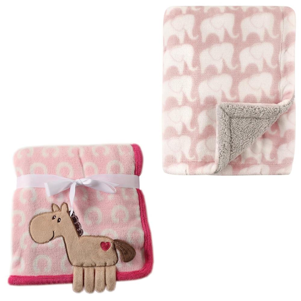 image2Pk Plush Blanket Blue MoosePowder Blue One SizePink PonyPink Elephant