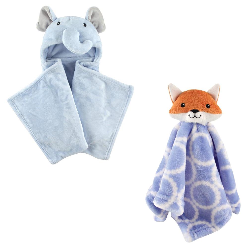imageHooded Blanket ampamp Security BlanketBlue ElephantBlue Fox