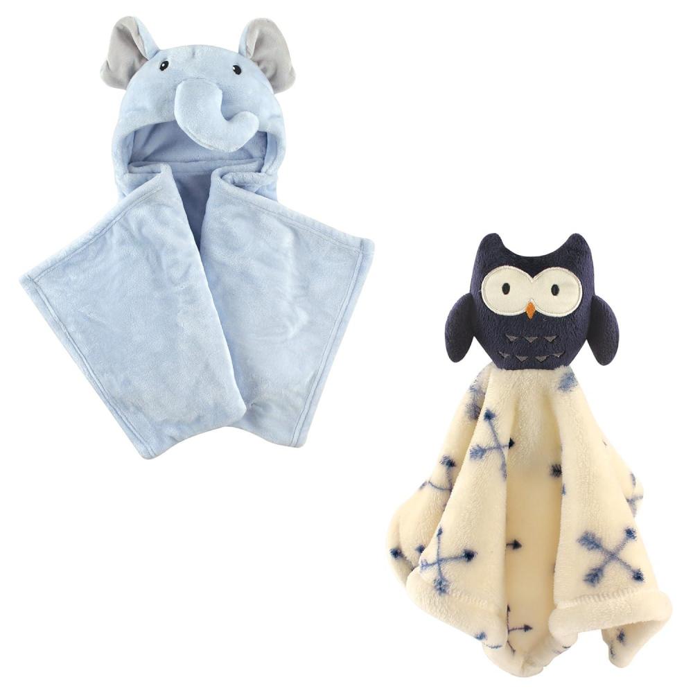 imageHooded Blanket ampamp Security BlanketBlue ElephantBoy Owl