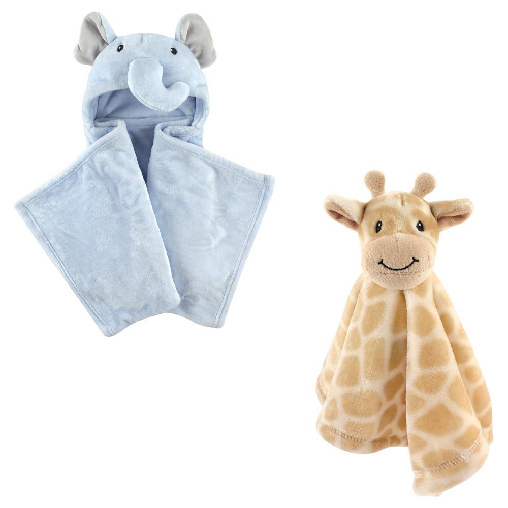 imageHooded Blanket ampamp Security BlanketBlue ElephantGiraffe