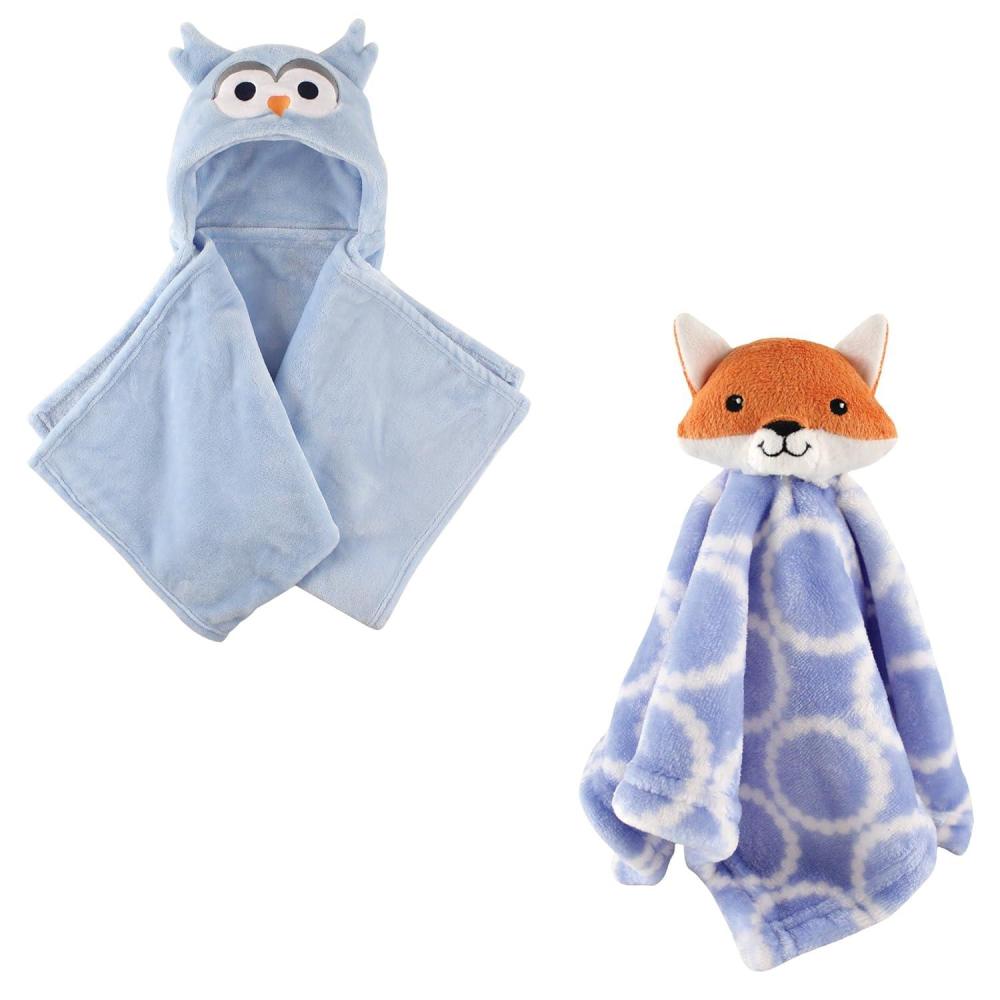 imageHooded Blanket ampamp Security BlanketBlue OwlBlue Fox