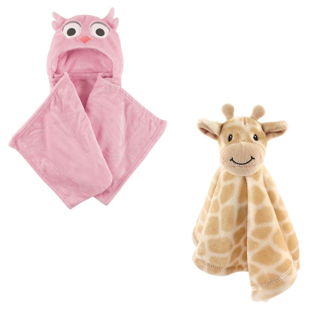 imageHooded Blanket ampamp Security BlanketPink OwlGiraffe