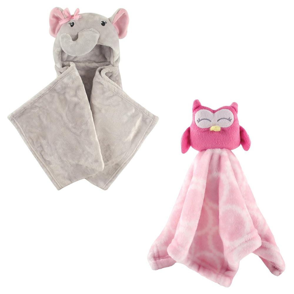 imageHooded Blanket ampamp Security BlanketPretty ElephantPink Owl