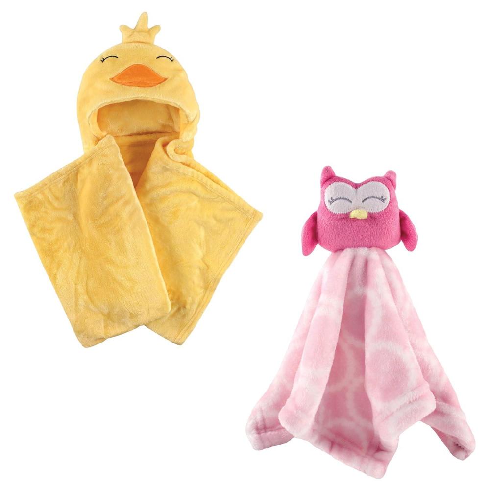 imageHooded Blanket ampamp Security BlanketYellow DuckPink Owl