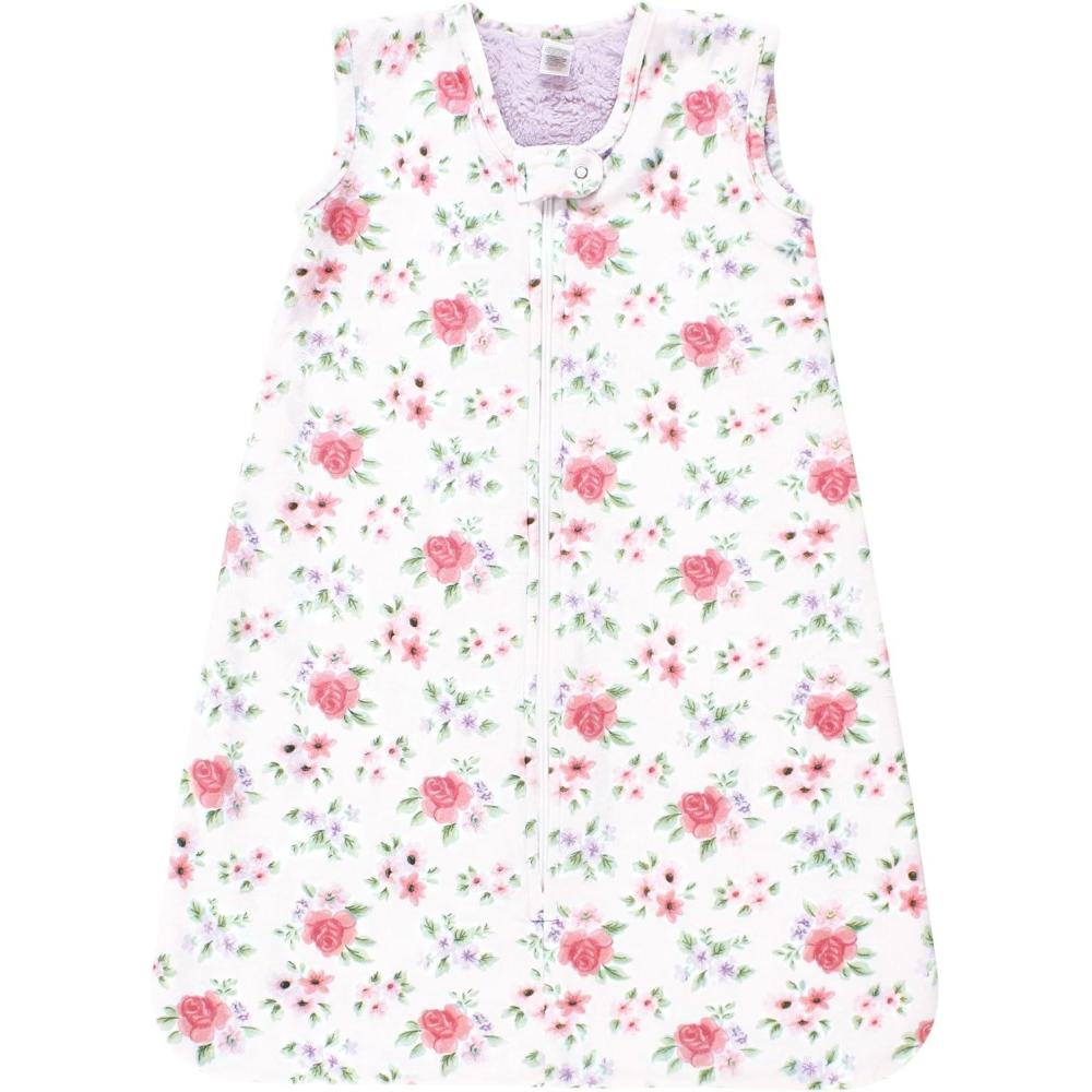 imageHudson Baby Infant Girl Plush Faux Fur Sleeping Bag Wearable Blanket Vintage Floral 1218 Months