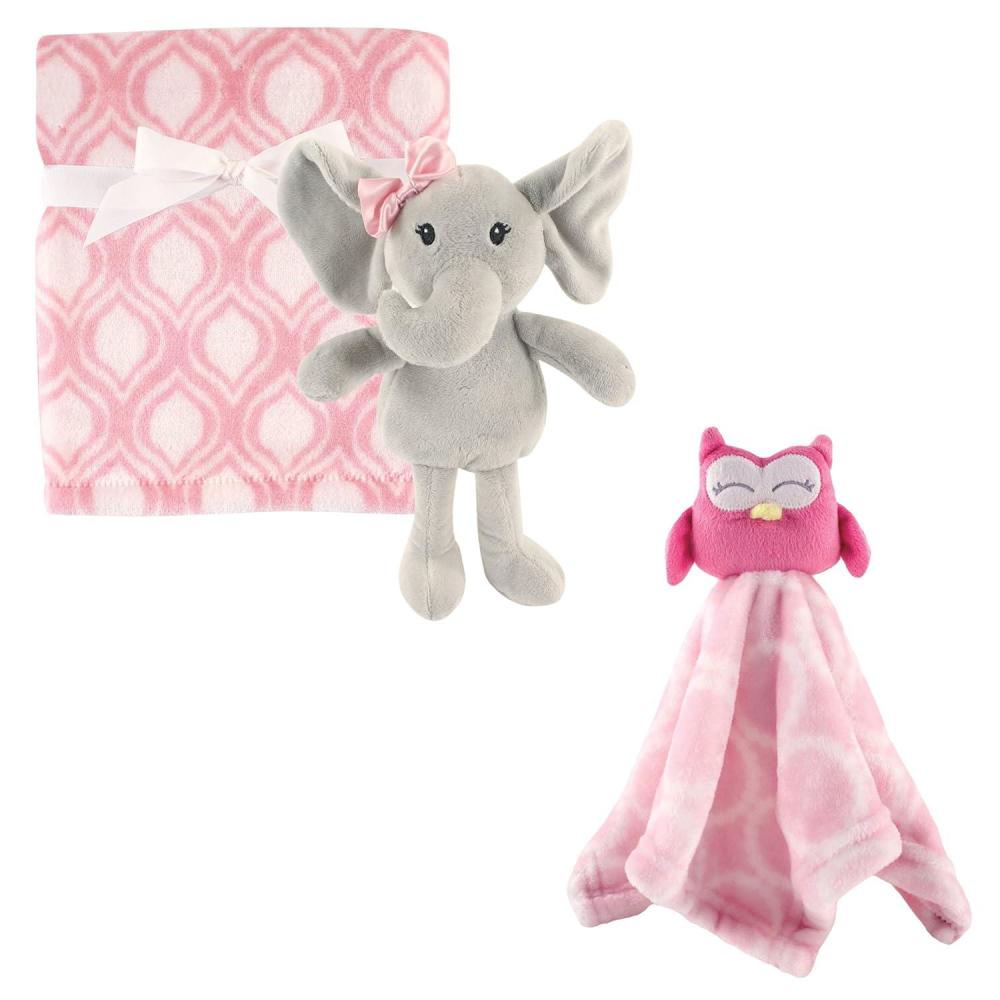 imageHudson Baby Plush Blanket Security Blanket ampamp ToyGirl ElephantPink Owl