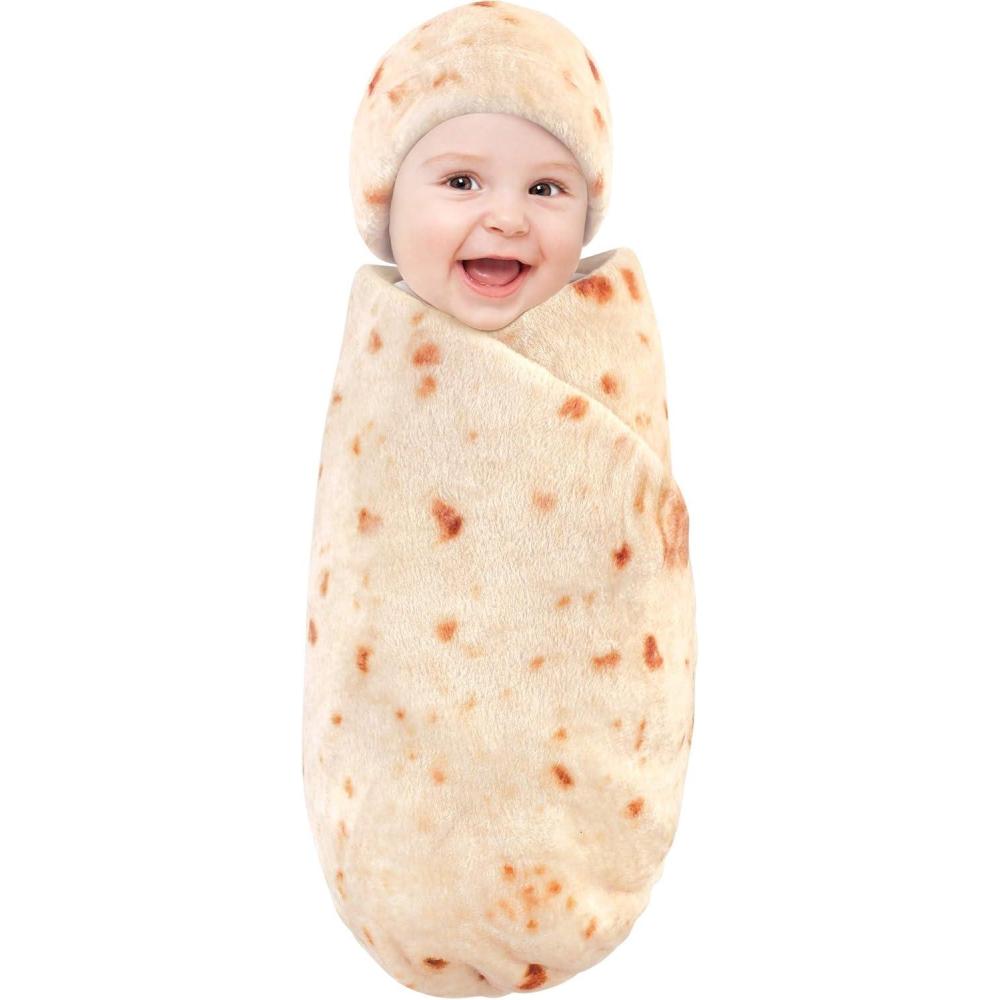 imageHudson Baby Unisex Baby Plush Food Burrito or Pizza Blanket and Cap Pepperoni Pizza One SizeBurrito