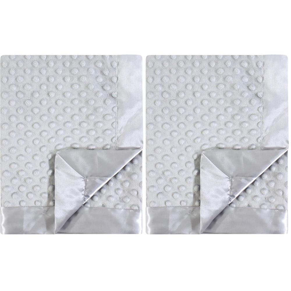 imageHudson Baby Unisex Baby Plush Mink Blanket Gray One Size Pack of 2