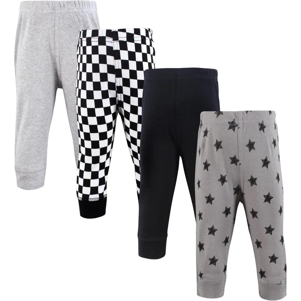 imageHudson Baby Unisex Baby and Toddler Cotton Pants and LeggingsBlack Gray Stars
