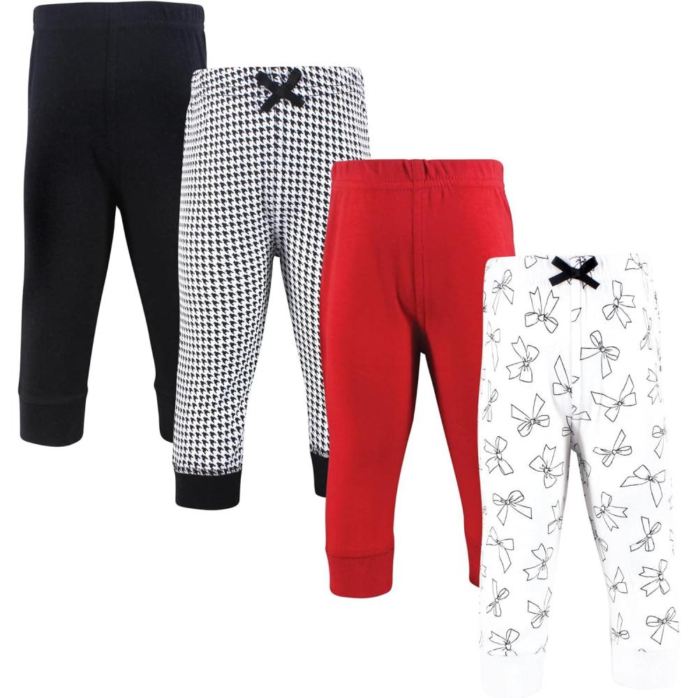 imageHudson Baby Unisex Baby and Toddler Cotton Pants and LeggingsHoundstooth Bows