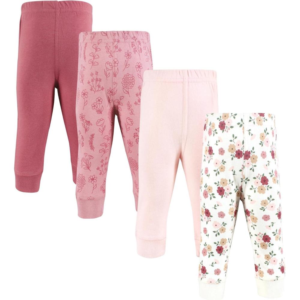 imageHudson Baby Unisex Baby and Toddler Cotton Pants and LeggingsMauve Floral Love