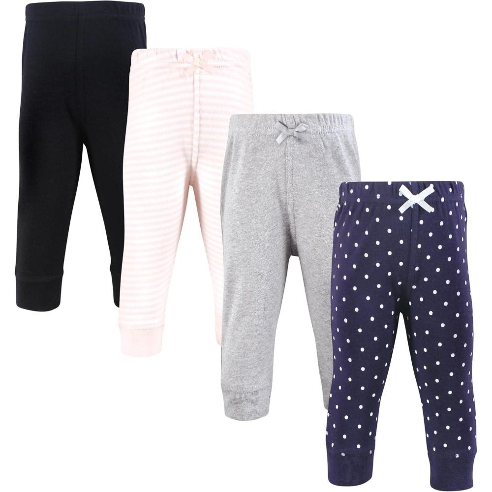 imageHudson Baby Unisex Baby and Toddler Cotton Pants and LeggingsNavy Dot Pink Stripe