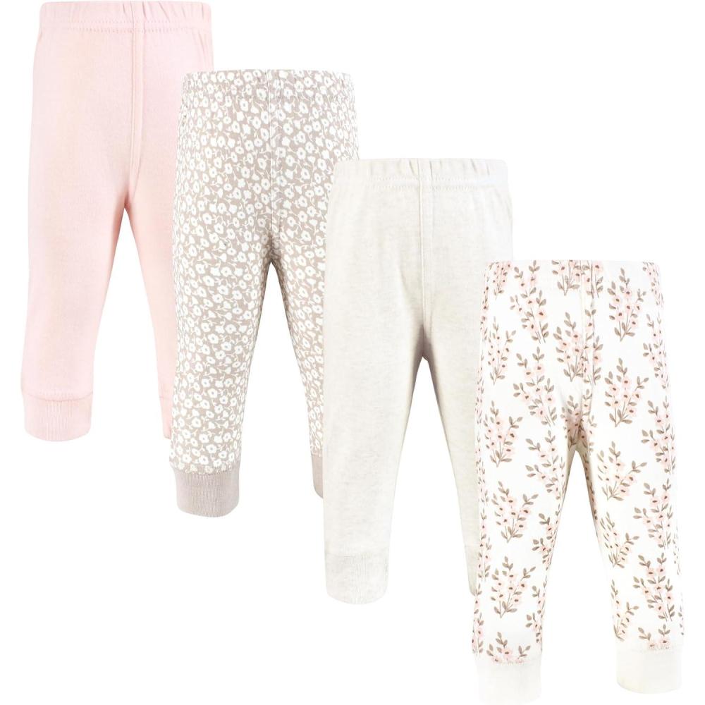 imageHudson Baby Unisex Baby and Toddler Cotton Pants and LeggingsPink Taupe Florals