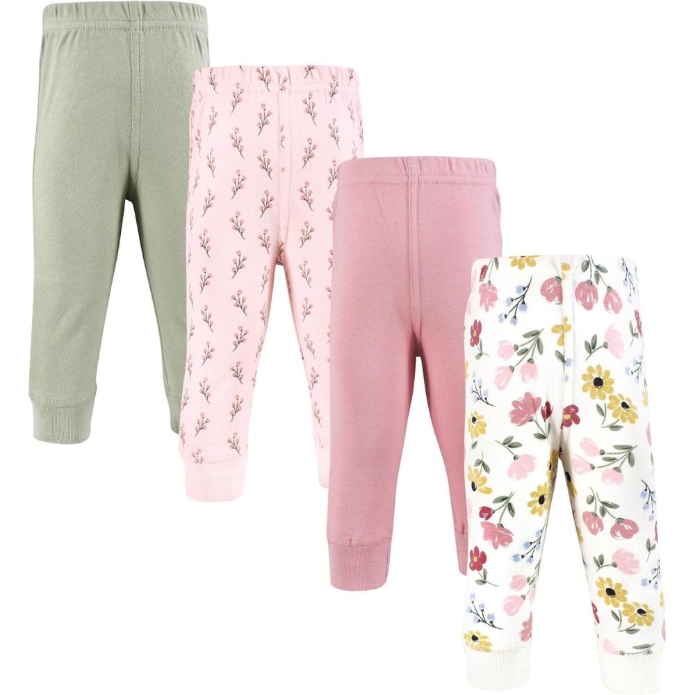 imageHudson Baby Unisex Baby and Toddler Cotton Pants and LeggingsSoft Painted Floral