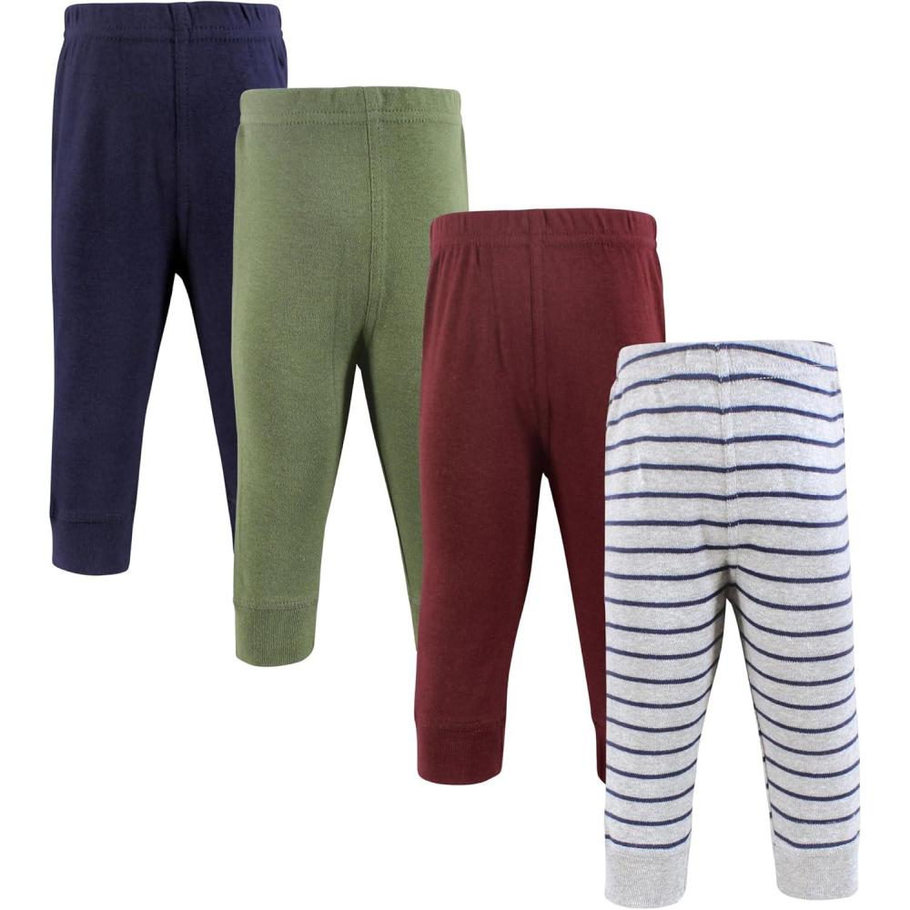 imageHudson Baby Unisex Baby and Toddler Cotton Pants and LeggingsStripe Burgundy Olive