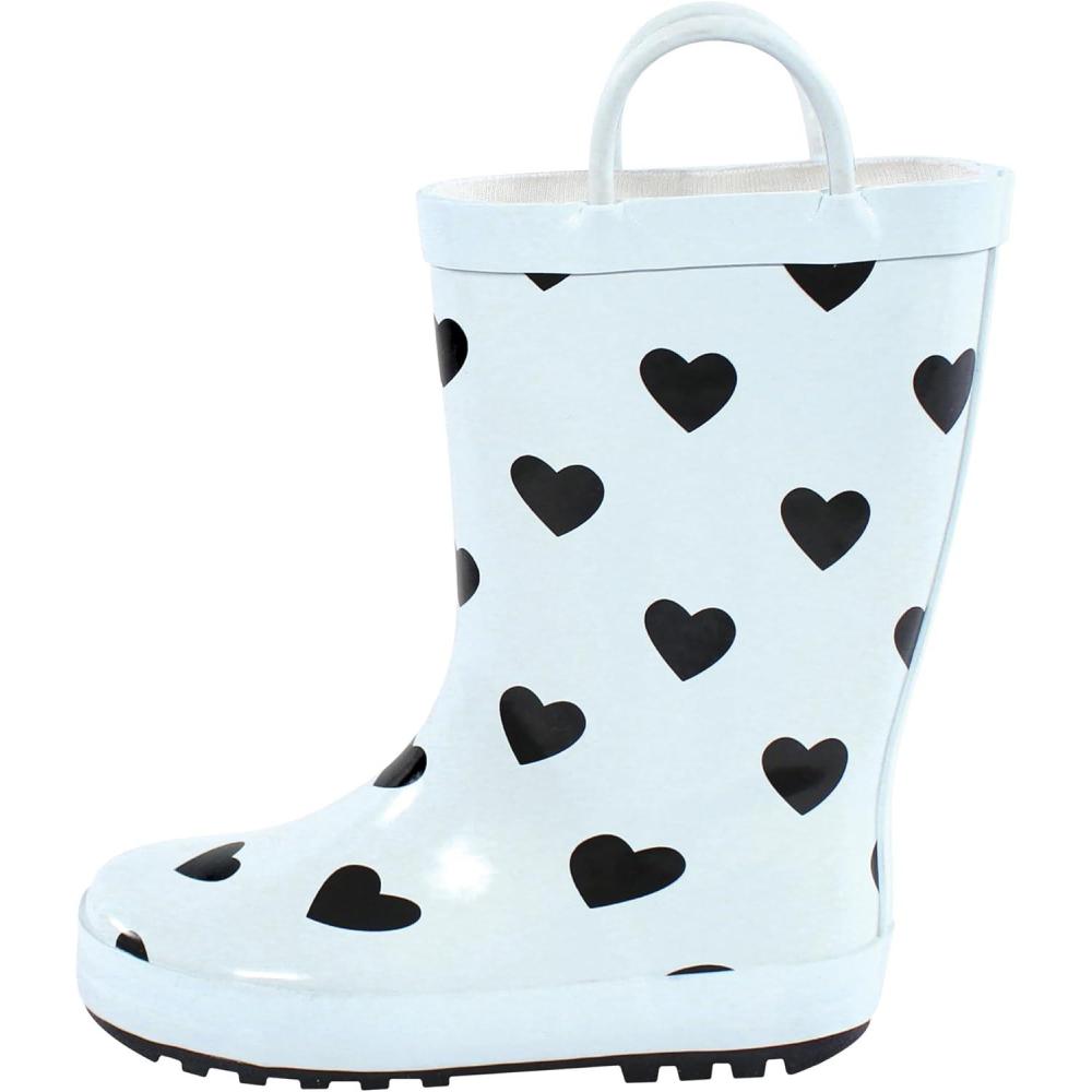 imageHudson Baby Unisex Baby and Toddler Rain BootsMint Black Heart