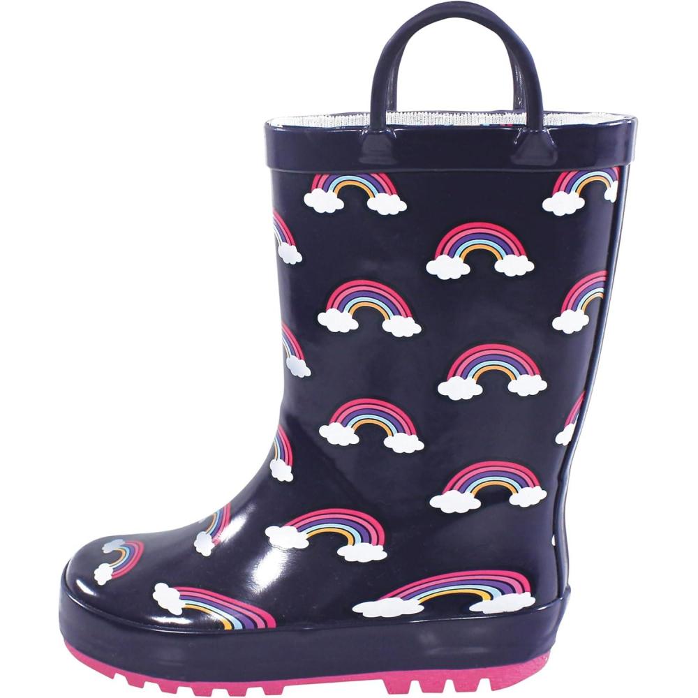 imageHudson Baby Unisex Baby and Toddler Rain BootsNavy Rainbow