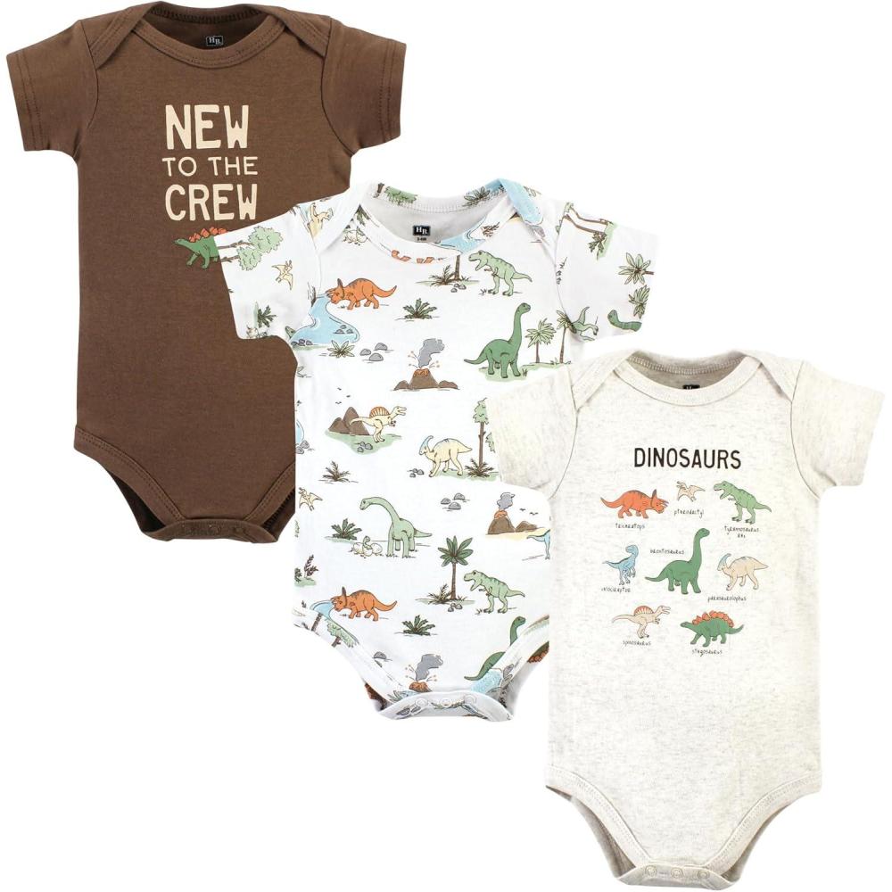 imageHudson Baby babyboys Cotton Bodysuits 3packDinosaur Adventures