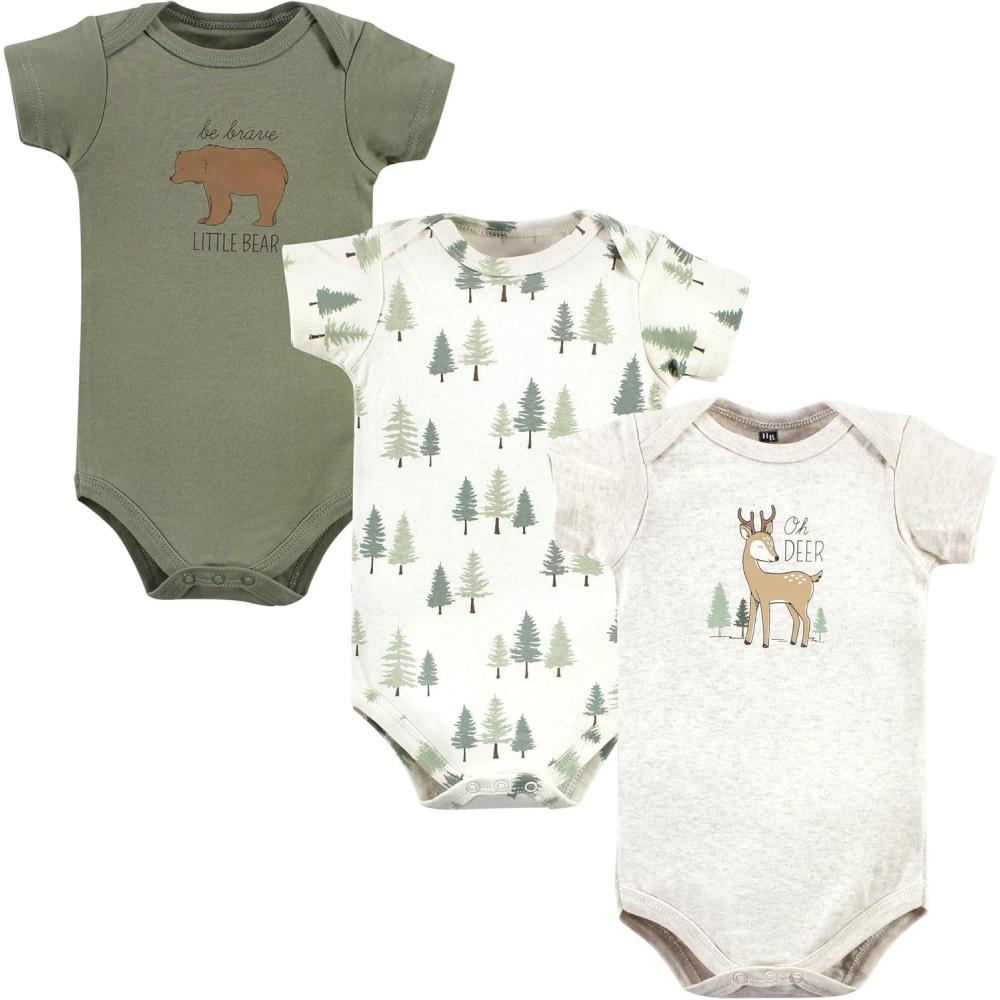 imageHudson Baby babyboys Cotton Bodysuits 3packForest Deer