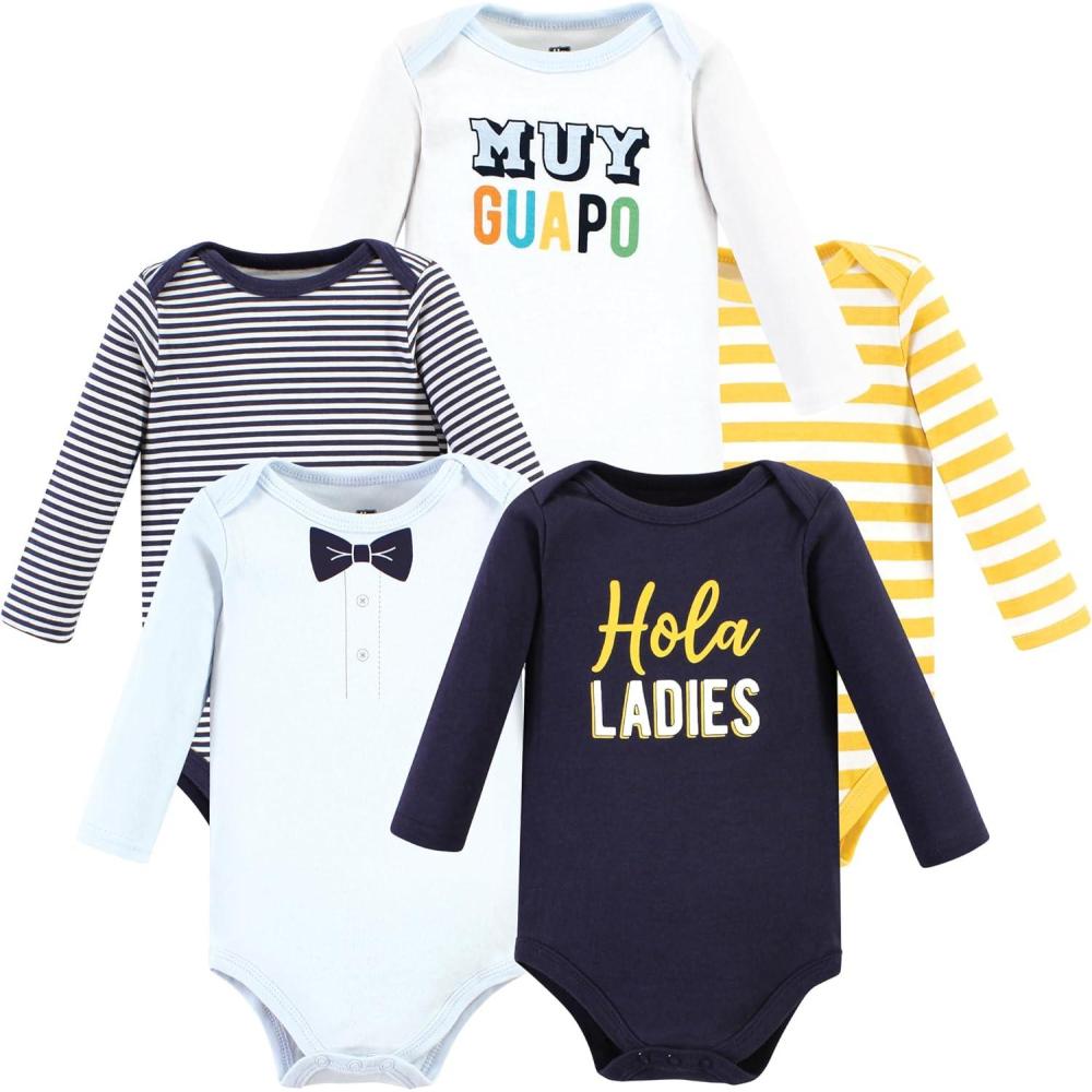 imageHudson Baby babyboys Cotton Longsleeve Bodysuits 5packHola Ladies