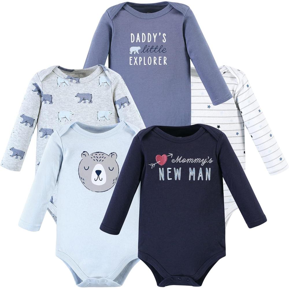 imageHudson Baby babyboys Cotton Longsleeve Bodysuits 5packMommys New Man