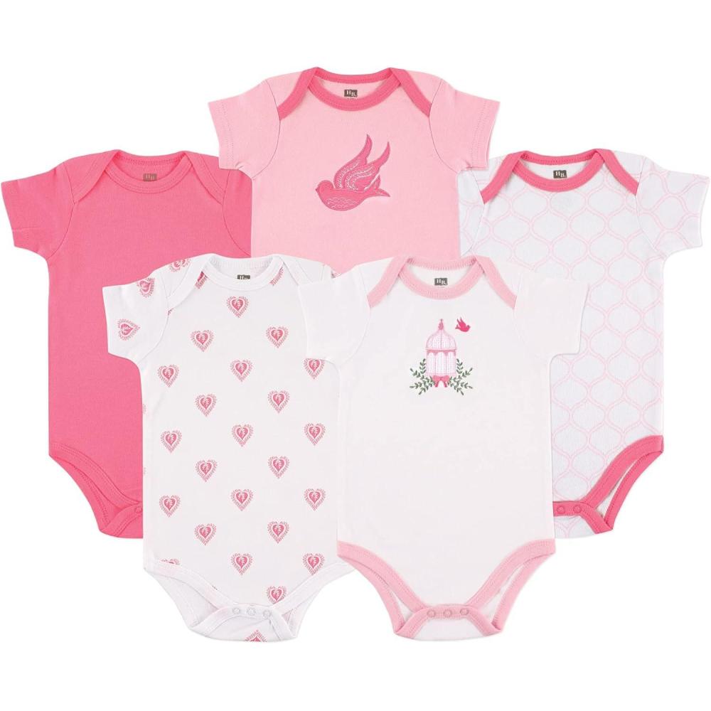 imageHudson Baby babygirls Cotton Bodysuits 5packBird Cage