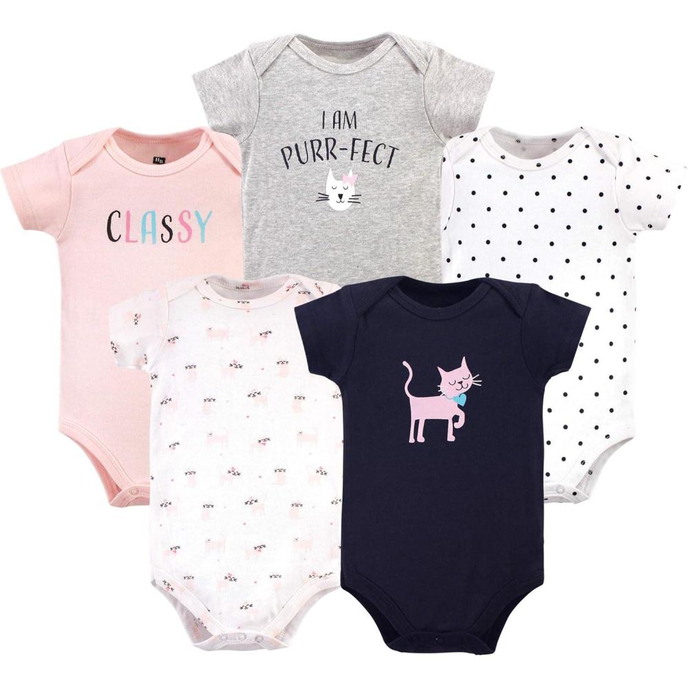 imageHudson Baby babygirls Cotton Bodysuits 5packCat