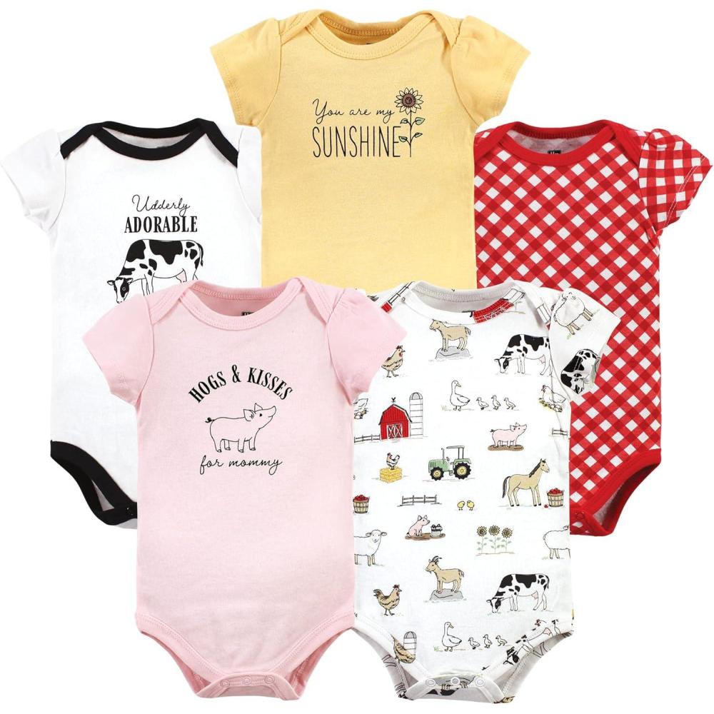 imageHudson Baby babygirls Cotton Bodysuits 5packGirl Farm