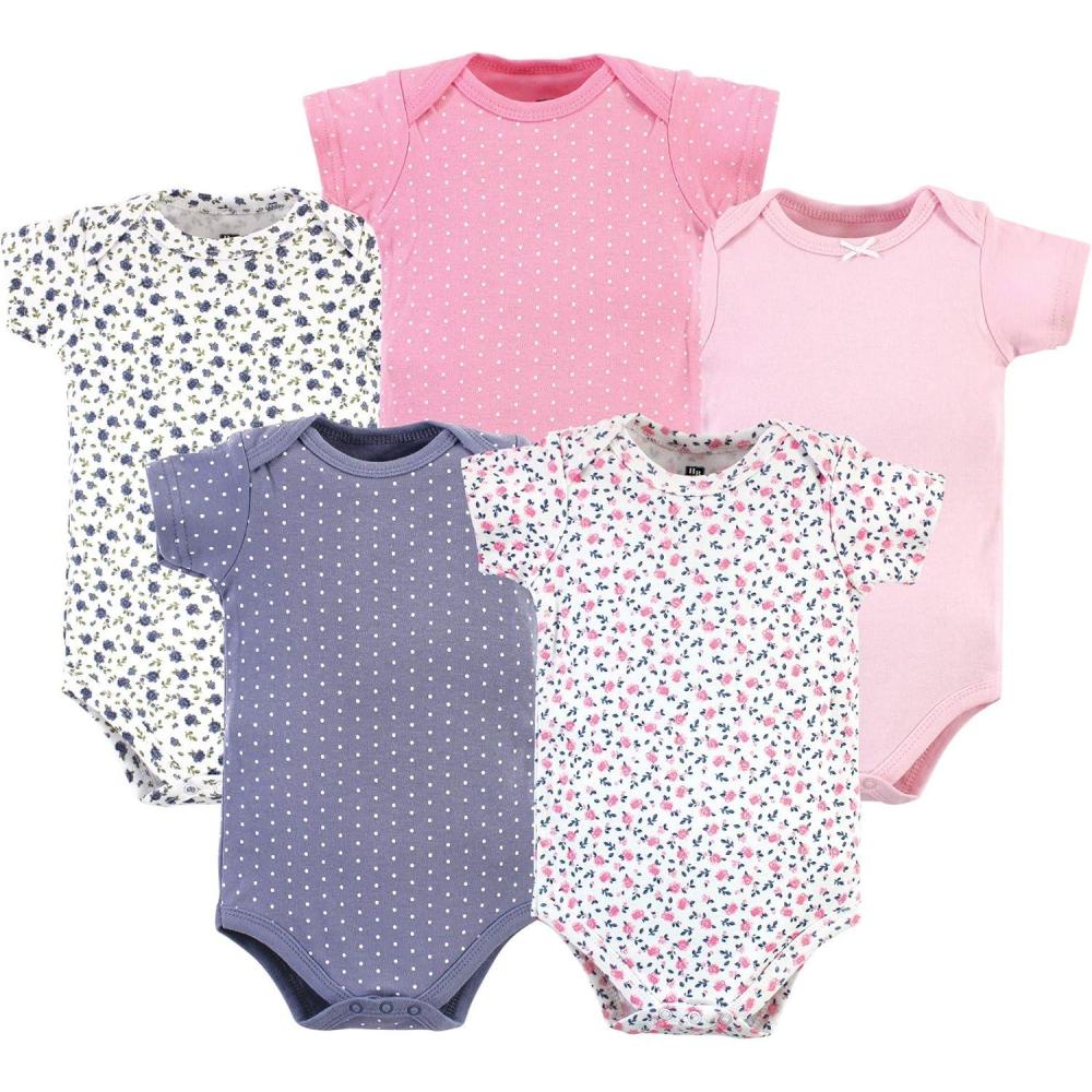 imageHudson Baby babygirls Cotton Bodysuits 5packPrints Tiny Berry Floral
