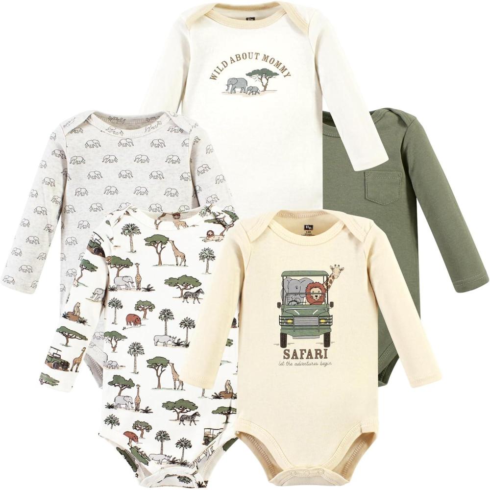 imageHudson Baby unisexbaby Cotton Longsleeve Bodysuits 5packGoing on Safari