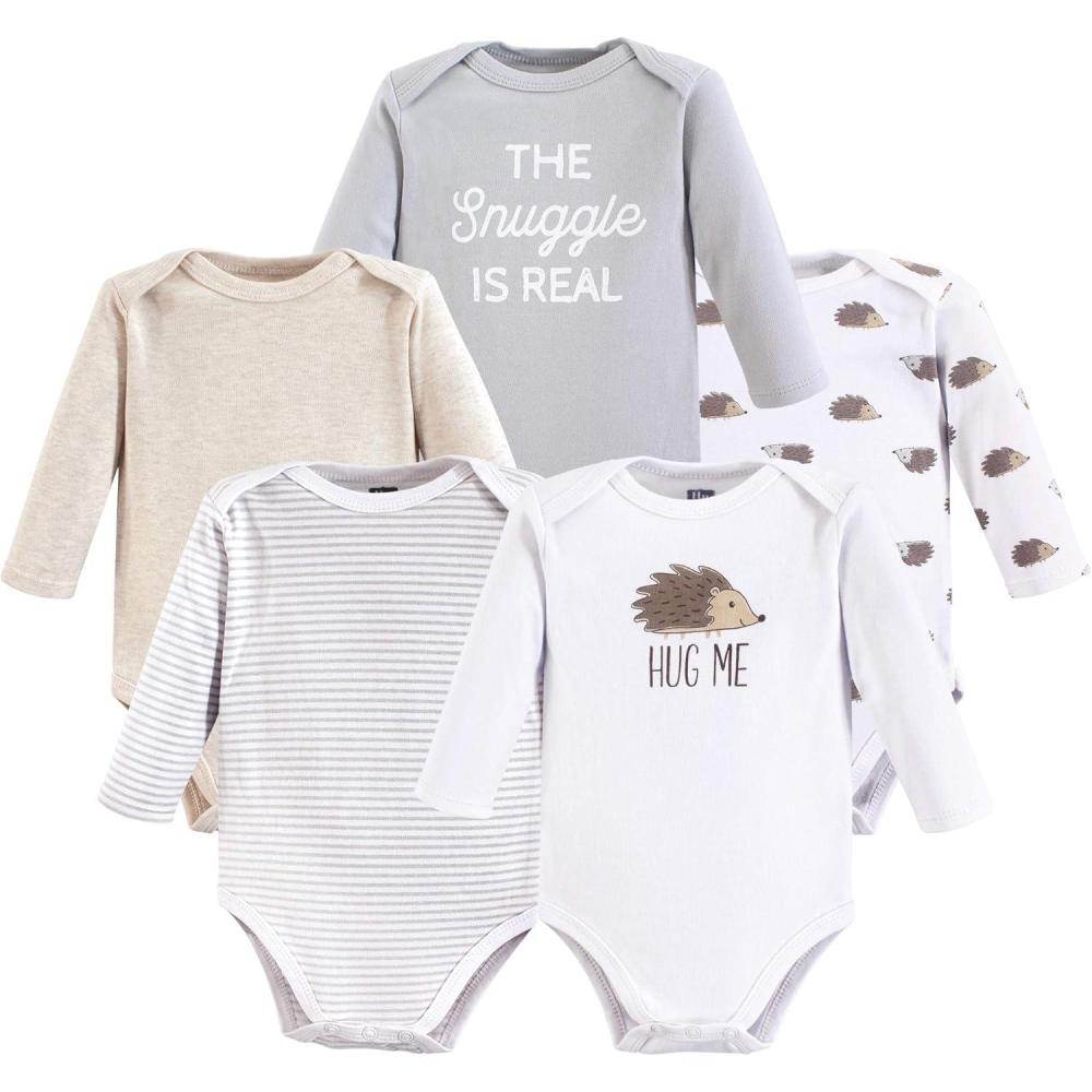 imageHudson Baby unisexbaby Cotton Longsleeve Bodysuits 5packHedgehog