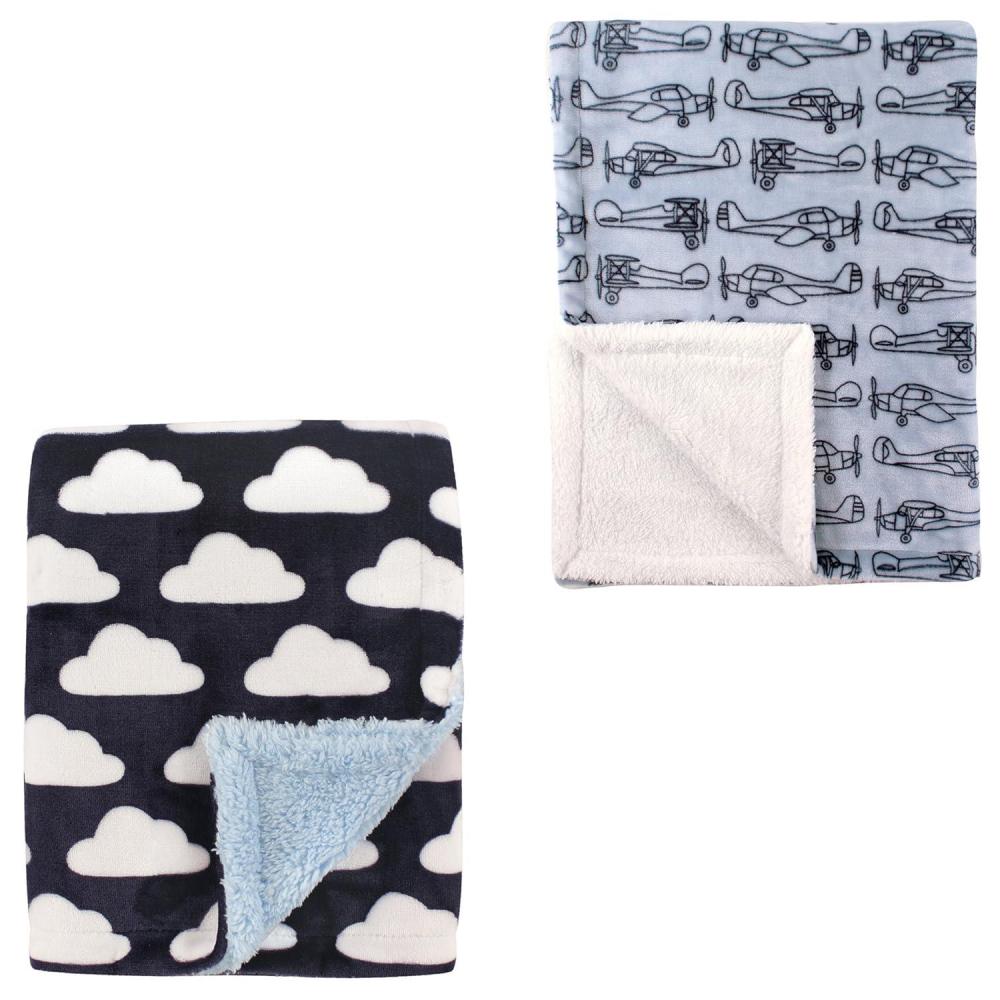 imagePlush Blanket with Sherpa Back 2PackAirplaneClouds