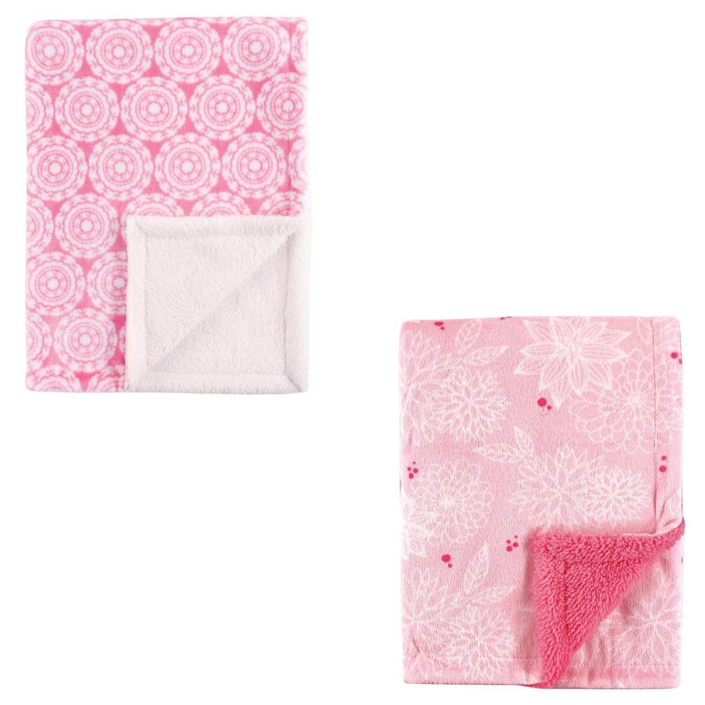 imagePlush Blanket with Sherpa Back 2PackFloralMedallion