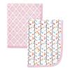 imageHudson Baby 2 Piece Interlock Cotton Swaddle Blanket Pink Budding Branches
