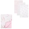 imageHudson Baby Muslin Swaddle Blanket 3Pack ampamp 4Layer Tranquility Muslin BlanketPink Feather