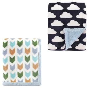 image2Pk Plush Blanket Blue MoosePowder Blue One SizeBlue ArrowClouds